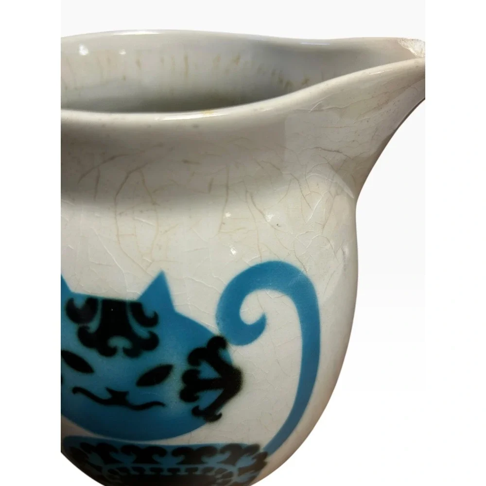 Vintage Kitsch Arabia Finland Kissa Cat Pitcher Mid Century Gunvor Olin-Grönqvis